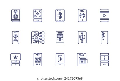 Smartphone line icon set. Editable stroke. Vector illustration. Containing smartphone, mobile data, no smartphones.
