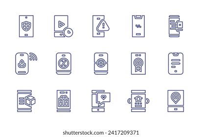 Smartphone line icon set. Editable stroke. Vector illustration. Containing smartphone, mobile, mobile phone.