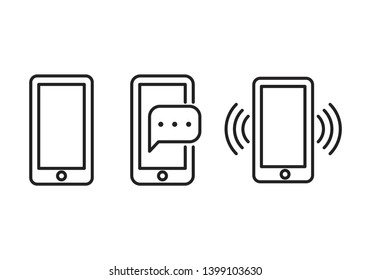 Smartphone line icon set isolated on white