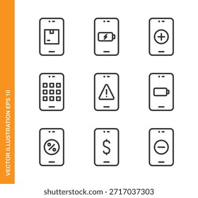 Iconos de línea de teléfono inteligente - Mini icono de la serie de colección