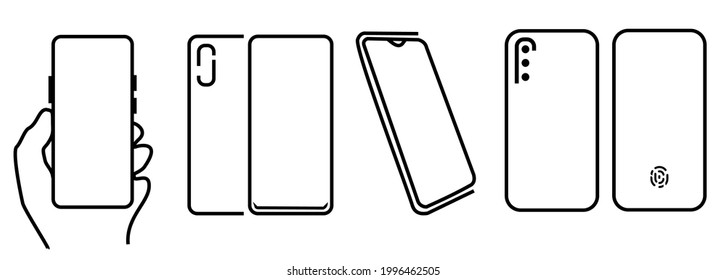 smartphone line icons. modern phone icon symbol vector. white background. editable file