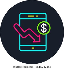 Smartphone Line Multi Colour Circle
