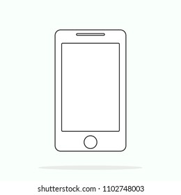 Smartphone line outline style vector illustration, simple mobile phone sketch line art icon isolated on white background eps10