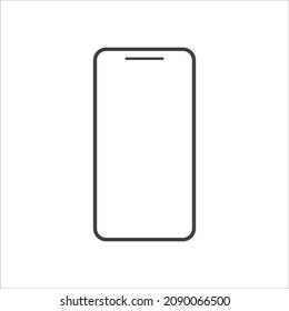 Ilustración vectorial de estilo de contorno de línea Smartphone, icono de dibujo de línea de teléfono móvil simple aislado en fondo blanco.