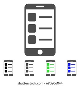 Smartphone List flat vector pictograph. Colored smartphone list, gray, black, blue, green pictogram versions. Flat icon style for web design.