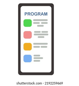 Smartphone with a list of programs. Vector illustration