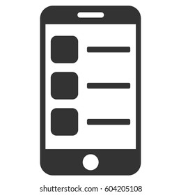 Smartphone List vector icon. Flat gray symbol. Pictogram is isolated on a white background. Designed for web and software interfaces.