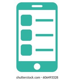Smartphone List vector icon. Flat cyan symbol. Pictogram is isolated on a white background. Designed for web and software interfaces.