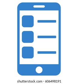 Smartphone List vector icon. Flat cobalt symbol. Pictogram is isolated on a white background. Designed for web and software interfaces.