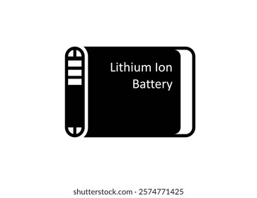Smartphone lithium ion battery. Simple illustration in black and white