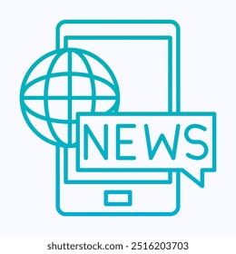 smartphone live news icono de Vector de globo, Icono de Vector de degradado lineal aislado.
