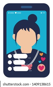 smartphone live video ( live chat  ) vector illustration