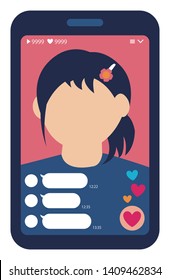 smartphone live video ( live chat  ) vector illustration