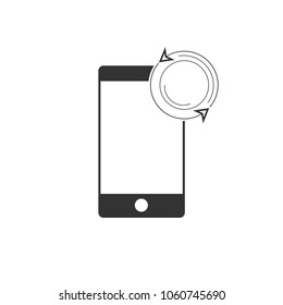 Smartphone with loading icon in a flat design in black color. Flat design vector illustration