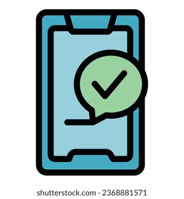Smartphone loan icon outline vector. Credit finance. Report check color flat