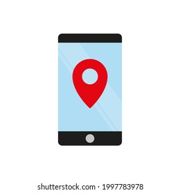 smartphone and location pin flat icon
