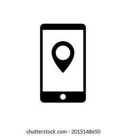 smartphone with location pin icon vector