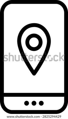 Smartphone with location pin marker inside. Great for find my phone, GPS tracking, location sharing, map, delivery tracking concepts.