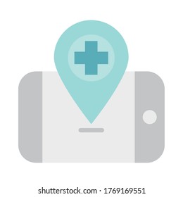 smartphone location pointer app health care medical vector illustration flat style icon