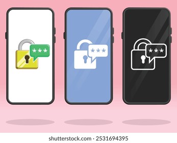 Smartphone Lock Asking Password Chat Bubble