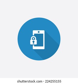 smartphone lock Flat Blue Simple Icon with long shadow, isolated on white background  