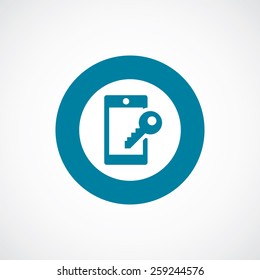 smartphone lock icon bold blue circle border, white background  