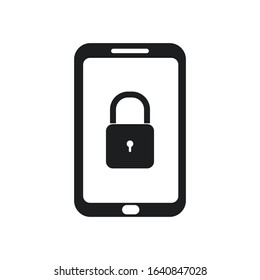 Smartphone with lock icon isolated on white background. Vector illustration. Eps 10.