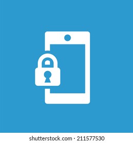 smartphone lock icon, isolated, white on the blue background. Exclusive Symbols 