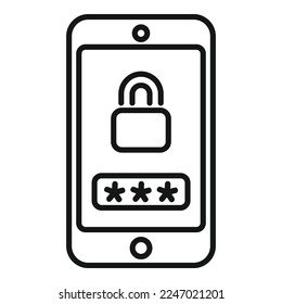 Smartphone lock icon outline vector. Ui page. Mobile design