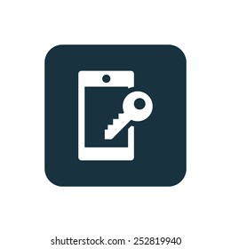 smartphone lock icon Rounded squares button, on white background 