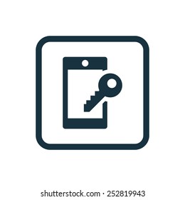 smartphone lock icon Rounded squares button, on white background 