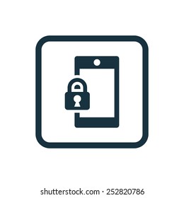 smartphone lock icon Rounded squares button, on white background 