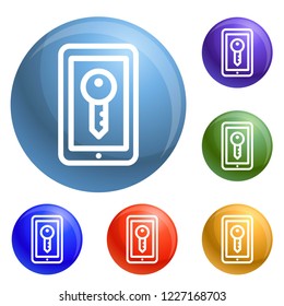 Smartphone lock icons set vector 6 color isolated on white background