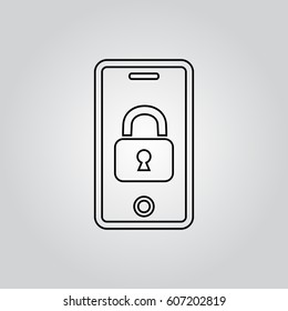 Smartphone lock outline icon