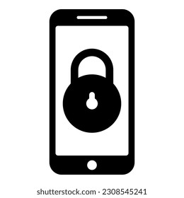 Smartphone lock personal data security cyber access concept phone locked cellphone padlock use icon black color vector illustration image flat style