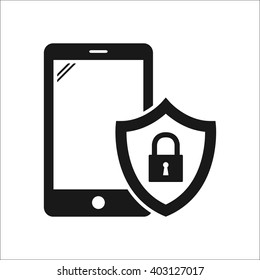 Smartphone lock protection sign simple icon on  background