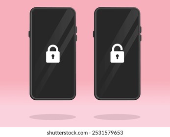 Smartphone Lock Screen Padlock Silhouette Unlocked