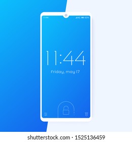 smartphone with lock screen, phone mockup