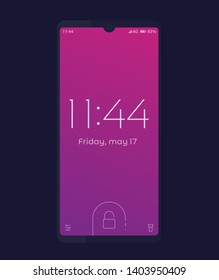smartphone with lock screen, vector mockup