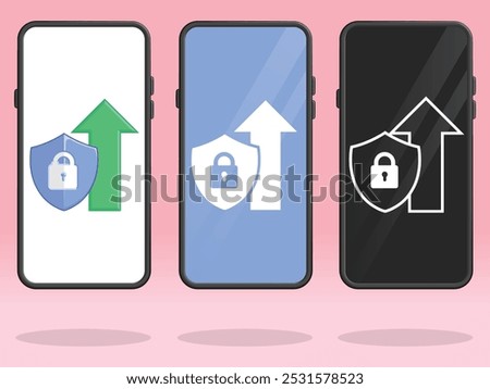 Smartphone Lock Shield Arrow Up Protection Increasing