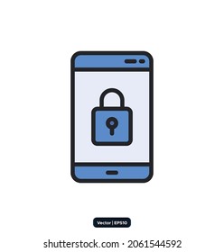 Smartphone Locked icon. Protection and Security Icons Set. Cyber Security Icon Concept. Pixel perfect.