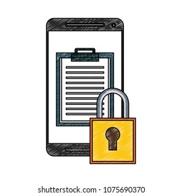 Smartphone locked symbol scribble