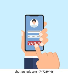 Smartphone con formulario de inicio de sesión en pantalla