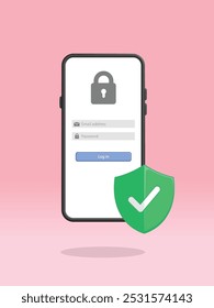 Página de Login do Smartphone Proteção de Escudo Segura