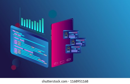 Smartphone with login system concept. Smart phone controls devices via wireless connection. Background technology Internet of things smart technology concept.
