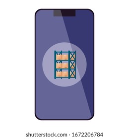 smartphone with logistic service app vector illustration design