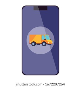smartphone con diseño de ilustración vectorial de aplicación de servicio logístico