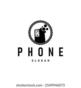 Smartphone logo communication electronic device, modern mobile phone design illustration template