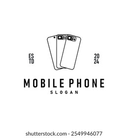 Smartphone logo communication electronic device, modern mobile phone design illustration template