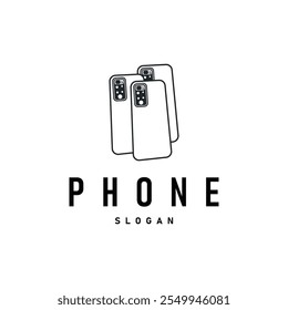 Smartphone logo communication electronic device, modern mobile phone design illustration template